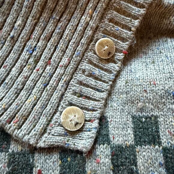 Vintage Gap Wool Blend Sweater Small Fair Isle Checkered Shawl Collar - Picture 6 of 8